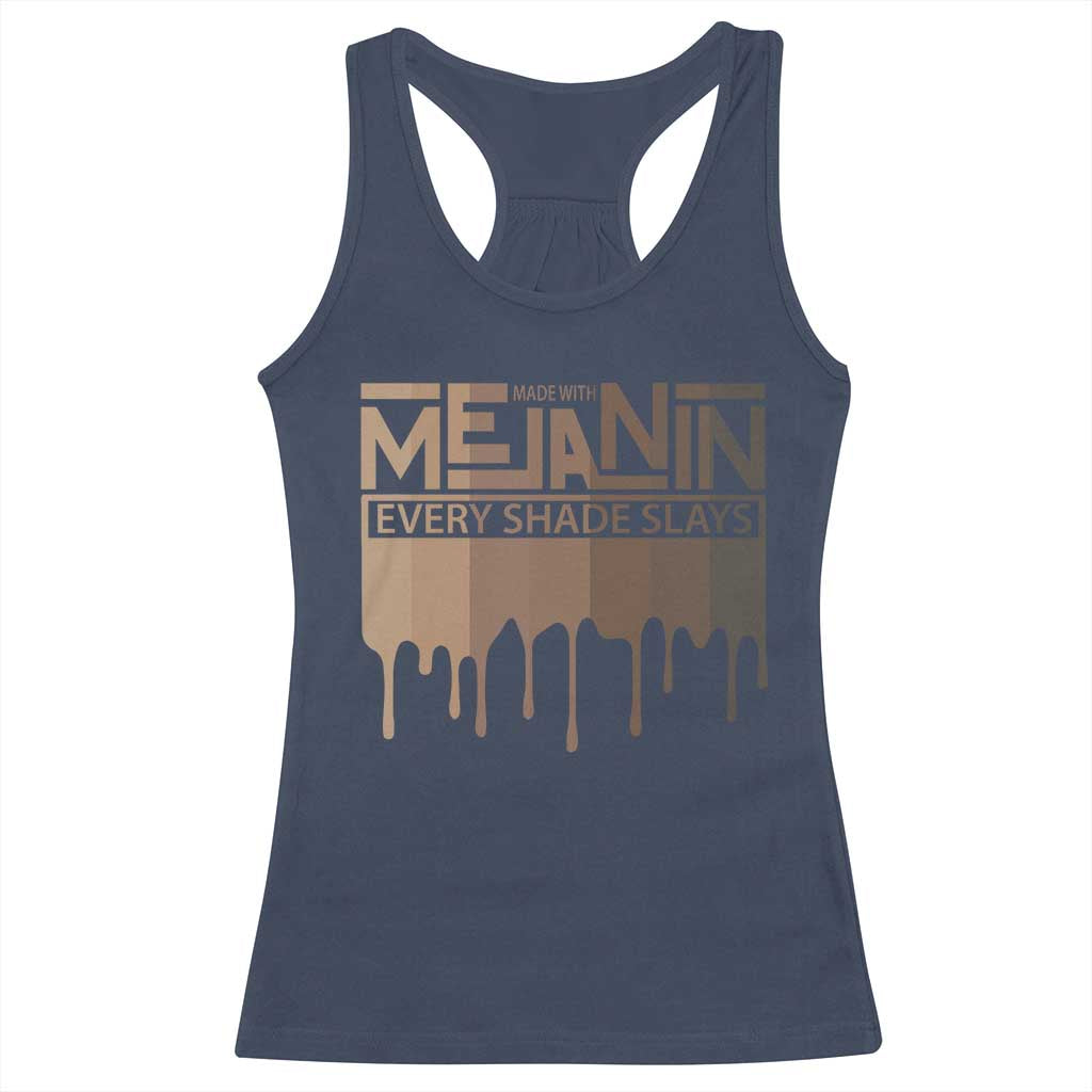 Melanin African Pride Racerback Tank Top Made With Melanin Every Shade Slays TS09 Navy Print Your Wear