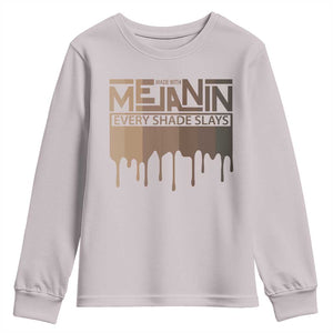 Melanin African Pride Youth Sweatshirt Made With Melanin Every Shade Slays TS09 Ice Gray Print Your Wear