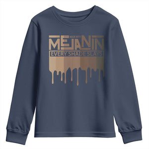 Melanin African Pride Youth Sweatshirt Made With Melanin Every Shade Slays TS09 Navy Print Your Wear