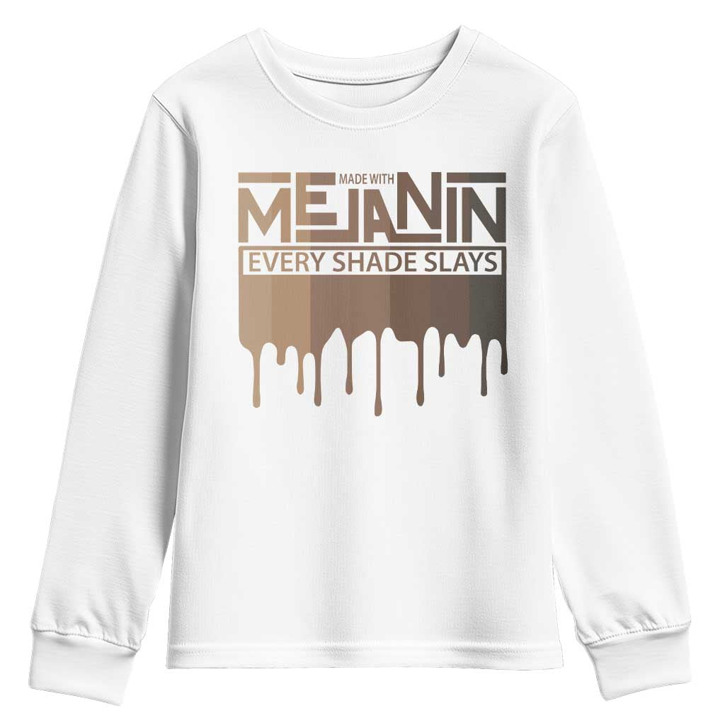 Melanin African Pride Youth Sweatshirt Made With Melanin Every Shade Slays TS09 White Print Your Wear