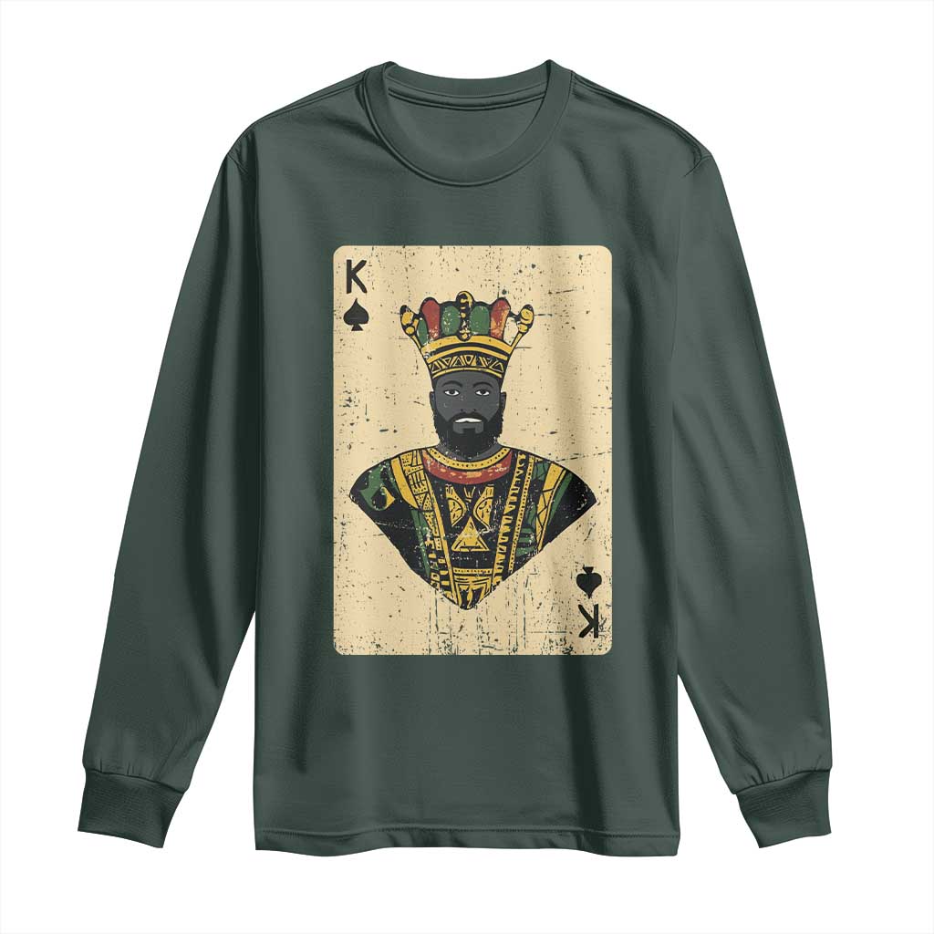 African King Card Black Pride Long Sleeve Shirt TS09 Dark Forest Green Print Your Wear