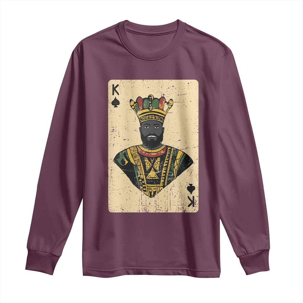 African King Card Black Pride Long Sleeve Shirt TS09 Maroon Print Your Wear