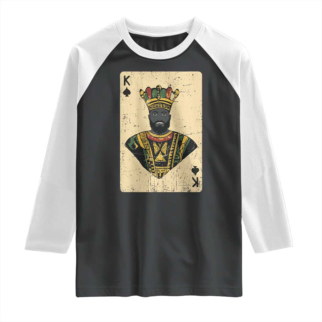 African King Card Black Pride Raglan Shirt TS09 Black White Print Your Wear