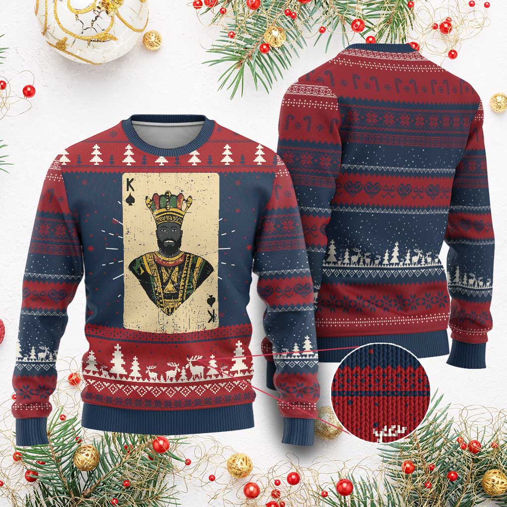 African King Card Black Pride Ugly Christmas Sweater TS09 Burgundy Print Your Wear