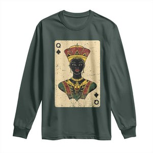 African Queen Card Black Pride Long Sleeve Shirt TS09 Dark Forest Green Print Your Wear