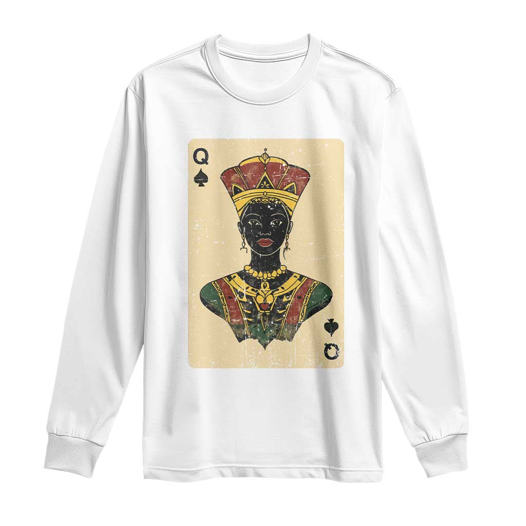 African Queen Card Black Pride Long Sleeve Shirt TS09 White Print Your Wear