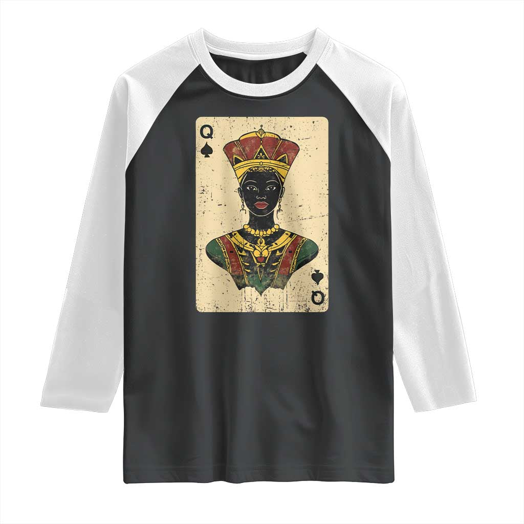 African Queen Card Black Pride Raglan Shirt TS09 Black White Print Your Wear