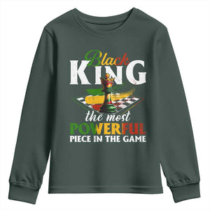 Black Pride Youth Sweatshirt Black King The Most Powerful Piece In The Game TS09 Dark Forest Green Print Your Wear