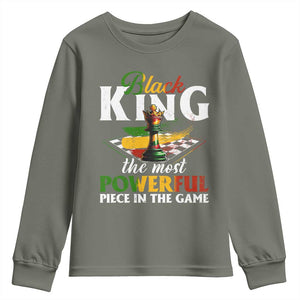 Black Pride Youth Sweatshirt Black King The Most Powerful Piece In The Game TS09 Military Green Print Your Wear