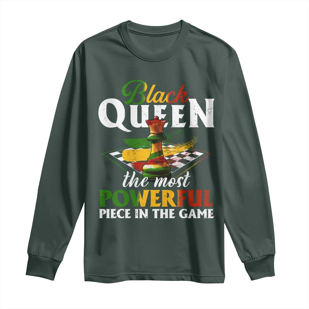 Black Pride Long Sleeve Shirt Black Queen The Most Powerful Piece In The Game TS09 Dark Forest Green Print Your Wear
