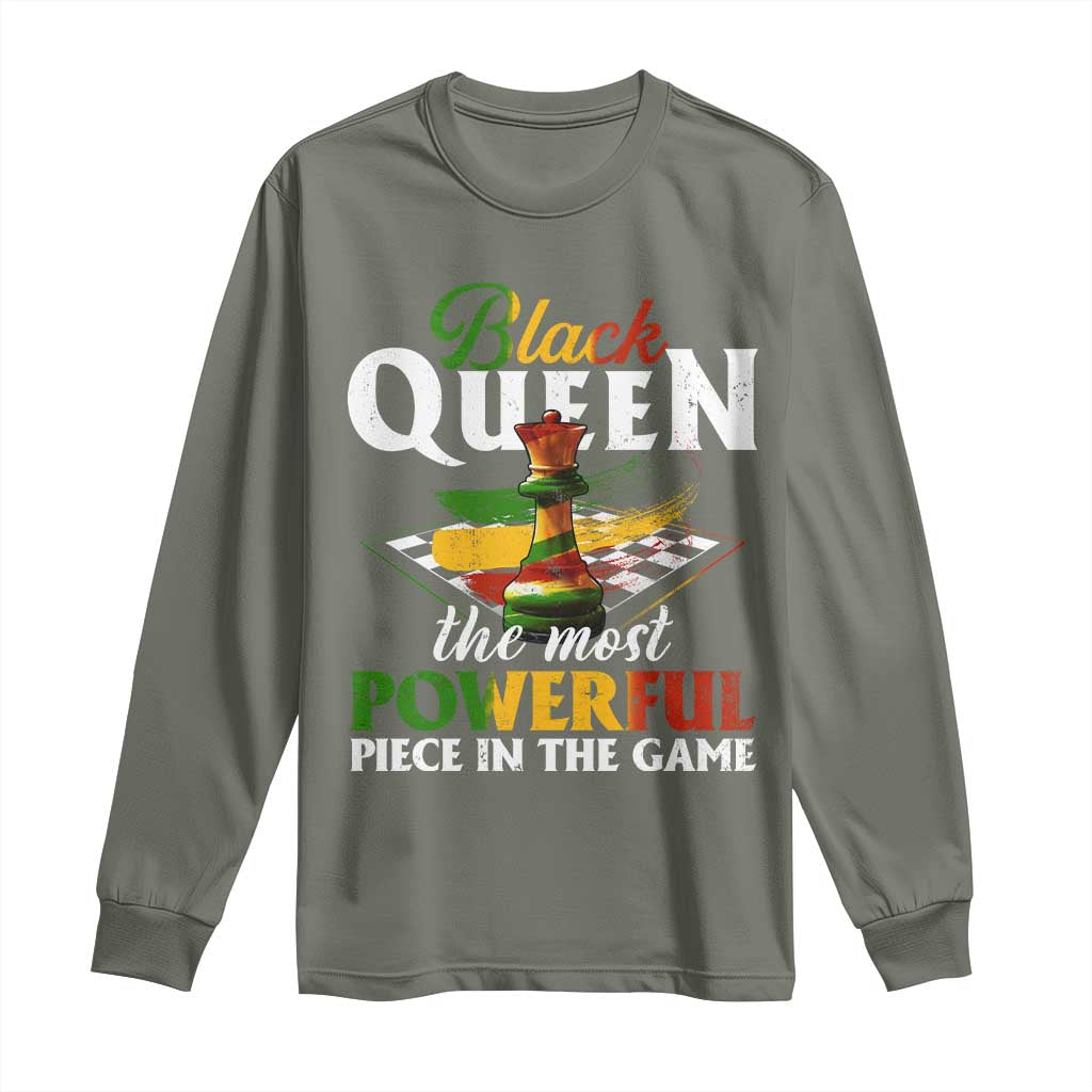 Black Pride Long Sleeve Shirt Black Queen The Most Powerful Piece In The Game TS09 Military Green Print Your Wear