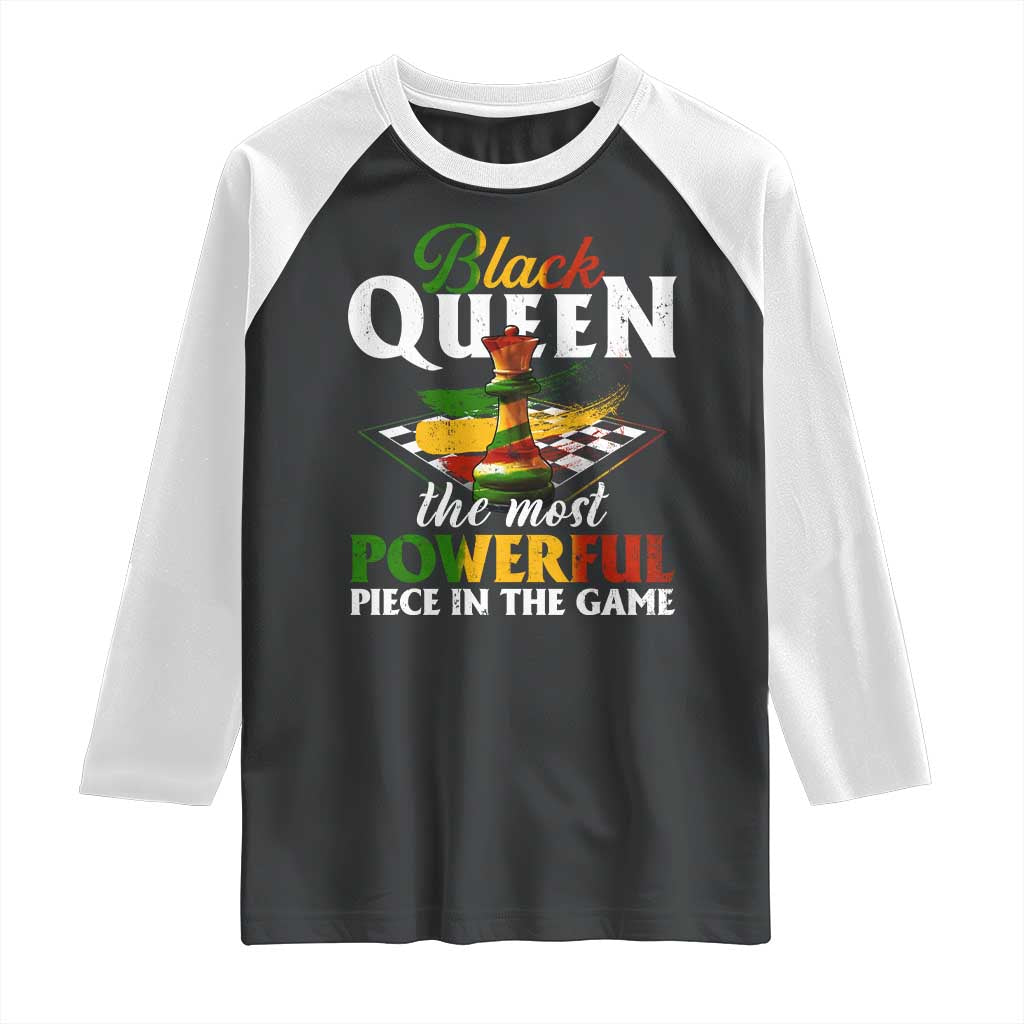 Black Pride Raglan Shirt Black Queen The Most Powerful Piece In The Game TS09 Black White Print Your Wear