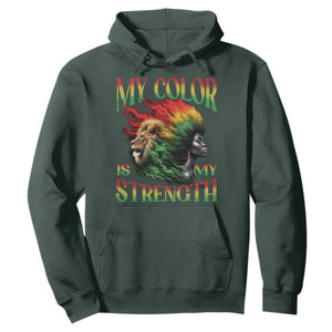 Black Pride Hoodie My Color Is My Strength African American Women Lion TS09 Dark Forest Green Print Your Wear