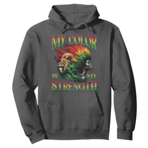 Black Pride Hoodie My Color Is My Strength African American Women Lion TS09 Dark Heather Print Your Wear