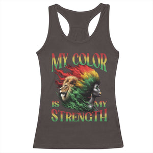 Black Pride Racerback Tank Top My Color Is My Strength African American Women Lion TS09 Dark Chocolate Print Your Wear