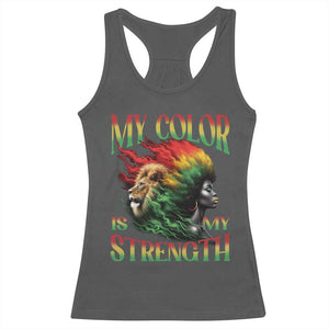 Black Pride Racerback Tank Top My Color Is My Strength African American Women Lion TS09 Dark Heather Print Your Wear