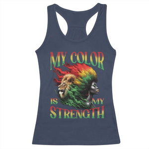 Black Pride Racerback Tank Top My Color Is My Strength African American Women Lion TS09 Navy Print Your Wear