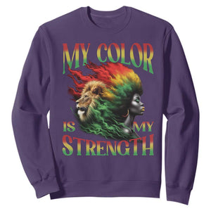 Black Pride Sweatshirt My Color Is My Strength African American Women Lion TS09 Purple Print Your Wear