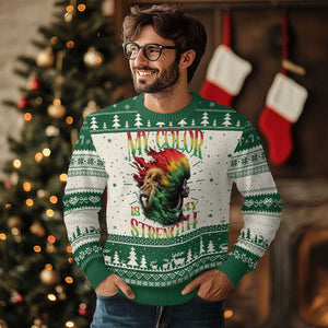 Black Pride Ugly Christmas Sweater My Color Is My Strength African American Women Lion