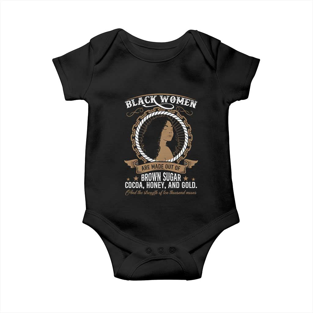 Black Women Pride Baby Onesie Made Out Of Brown Sugar Cocoa Honey And Gold Retro TS09 Black Print Your Wear