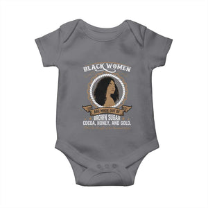 Black Women Pride Baby Onesie Made Out Of Brown Sugar Cocoa Honey And Gold Retro TS09 Charcoal Print Your Wear