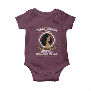 Black Women Pride Baby Onesie Made Out Of Brown Sugar Cocoa Honey And Gold Retro TS09 Maroon Print Your Wear