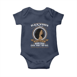 Black Women Pride Baby Onesie Made Out Of Brown Sugar Cocoa Honey And Gold Retro TS09 Navy Print Your Wear