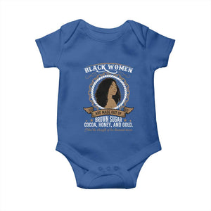 Black Women Pride Baby Onesie Made Out Of Brown Sugar Cocoa Honey And Gold Retro TS09 Royal Blue Print Your Wear