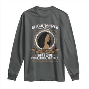 Black Women Pride Long Sleeve Shirt Made Out Of Brown Sugar Cocoa Honey And Gold Retro TS09 Dark Heather Print Your Wear