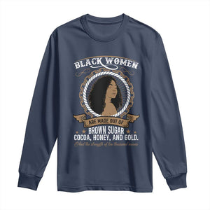 Black Women Pride Long Sleeve Shirt Made Out Of Brown Sugar Cocoa Honey And Gold Retro TS09 Navy Print Your Wear