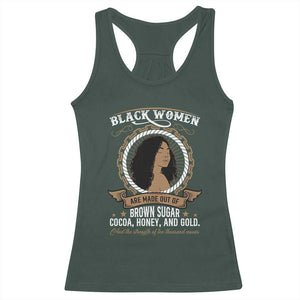 Black Women Pride Racerback Tank Top Made Out Of Brown Sugar Cocoa Honey And Gold Retro TS09 Dark Forest Green Print Your Wear