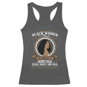 Black Women Pride Racerback Tank Top Made Out Of Brown Sugar Cocoa Honey And Gold Retro TS09 Dark Heather Print Your Wear