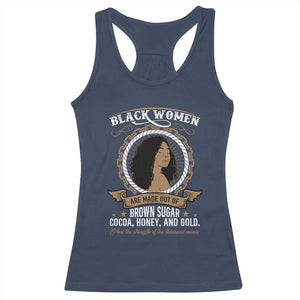 Black Women Pride Racerback Tank Top Made Out Of Brown Sugar Cocoa Honey And Gold Retro TS09 Navy Print Your Wear