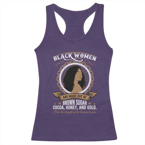 Black Women Pride Racerback Tank Top Made Out Of Brown Sugar Cocoa Honey And Gold Retro TS09 Purple Print Your Wear