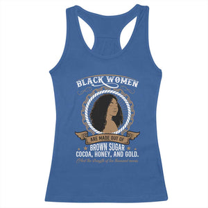 Black Women Pride Racerback Tank Top Made Out Of Brown Sugar Cocoa Honey And Gold Retro TS09 Royal Blue Print Your Wear