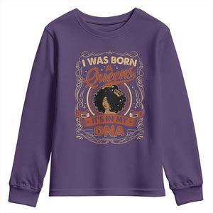 Black Women Pride Youth Sweatshirt I Was Born A Queen It's In My DNA TS09 Purple Print Your Wear