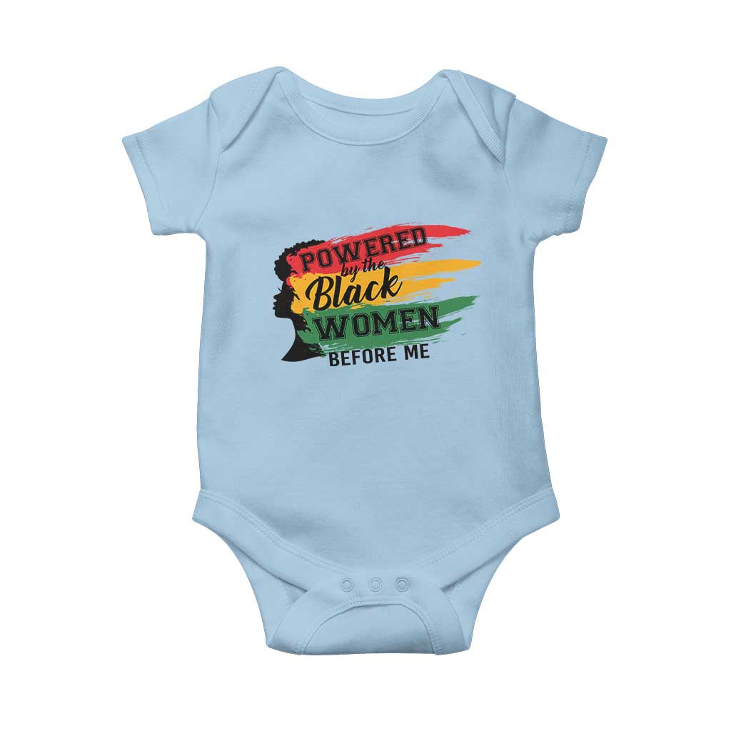 Powered By The Black Women Before Me Baby Onesie TS09 Light Blue Print Your Wear