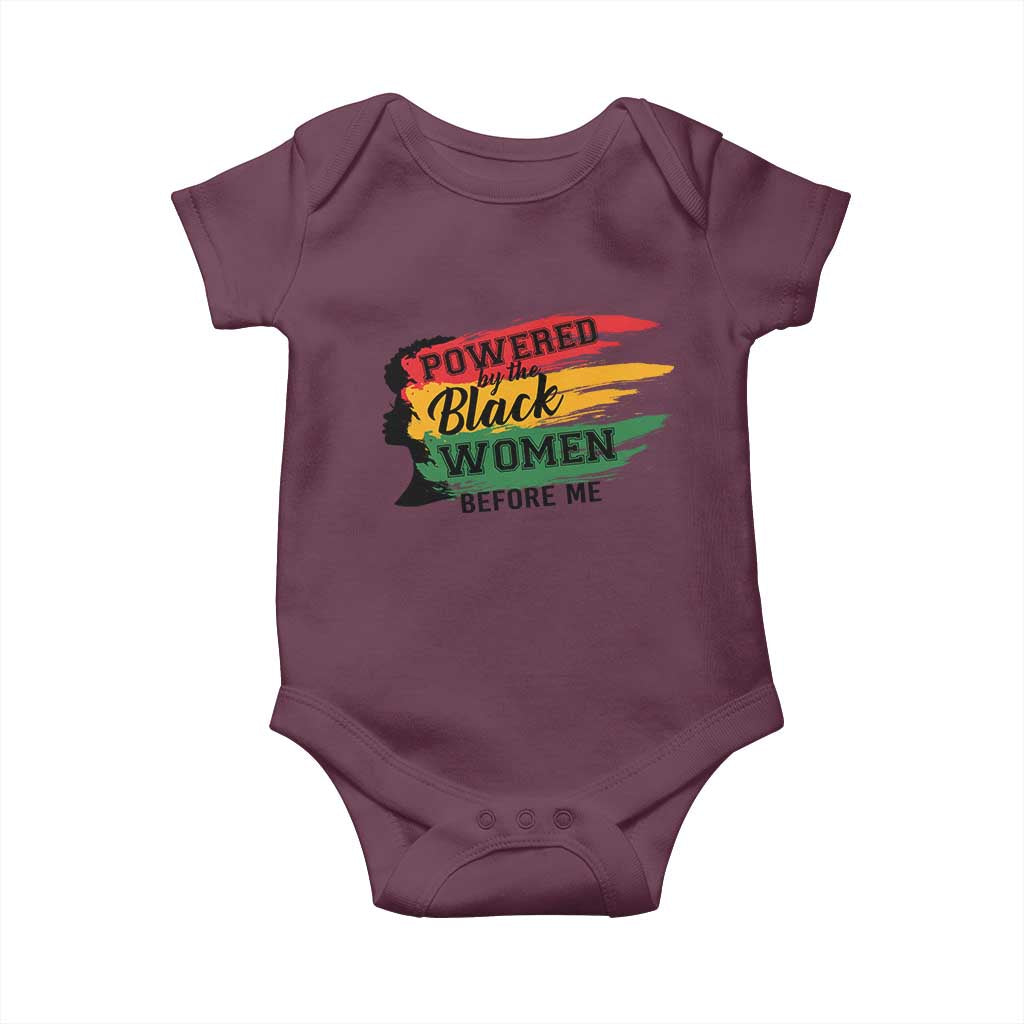 Powered By The Black Women Before Me Baby Onesie TS09 Maroon Print Your Wear