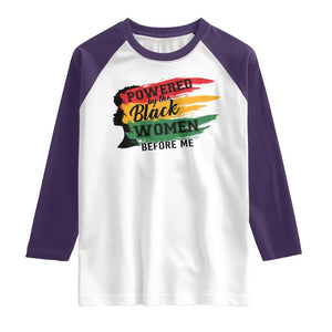 Powered By The Black Women Before Me Raglan Shirt TS09 White Purple Print Your Wear