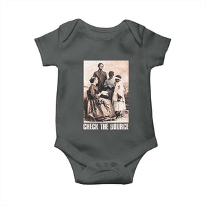 Black History Baby Onesie Check the Source African American TS09 Dark Heather Print Your Wear