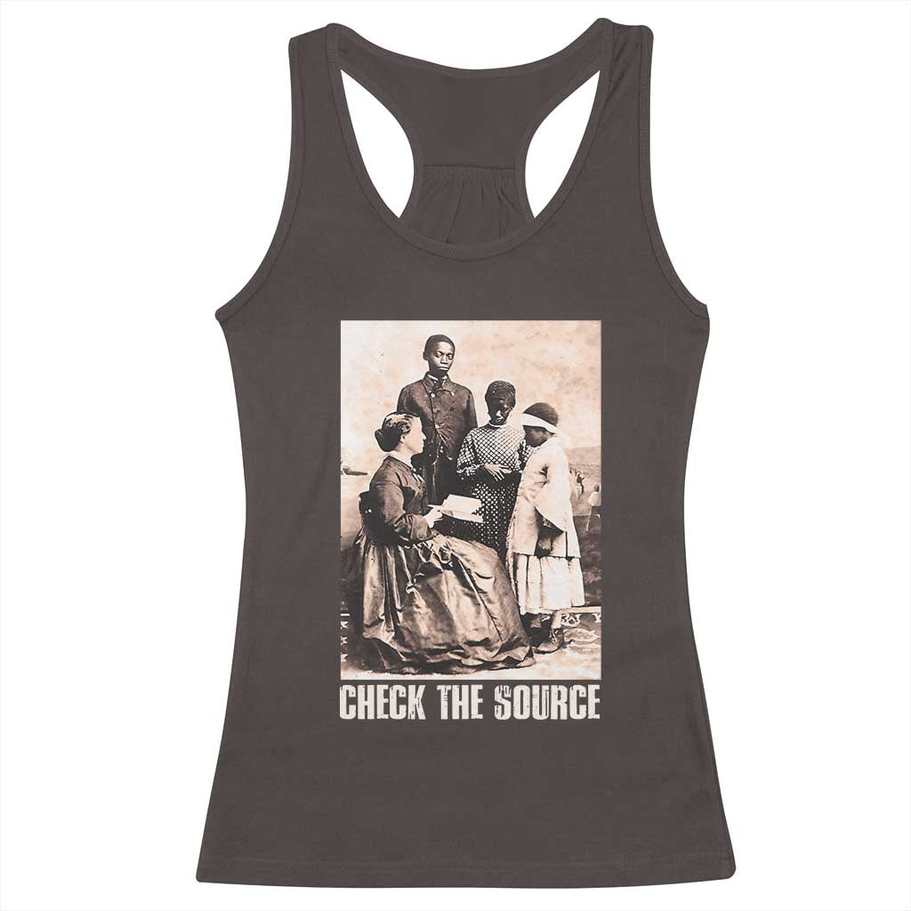 Black History Racerback Tank Top Check the Source African American TS09 Dark Chocolate Print Your Wear