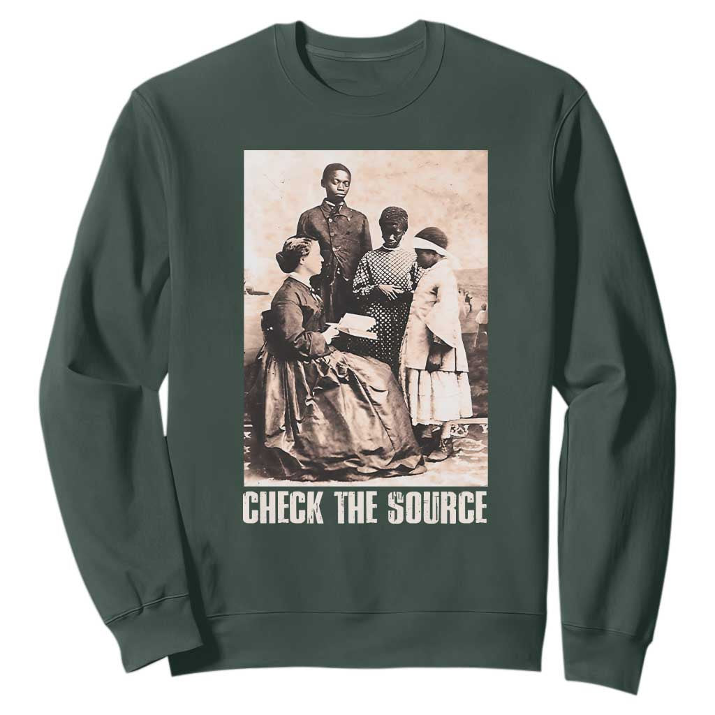 Black History Sweatshirt Check the Source African American TS09 Dark Forest Green Print Your Wear