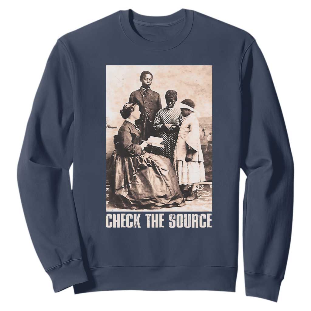 Black History Sweatshirt Check the Source African American TS09 Navy Print Your Wear