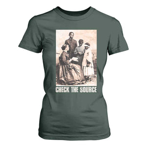 Black History T Shirt For Women Check the Source African American TS09 Dark Forest Green Print Your Wear