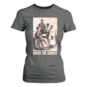 Black History T Shirt For Women Check the Source African American TS09 Dark Heather Print Your Wear