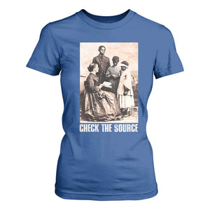 Black History T Shirt For Women Check the Source African American TS09 Royal Blue Print Your Wear