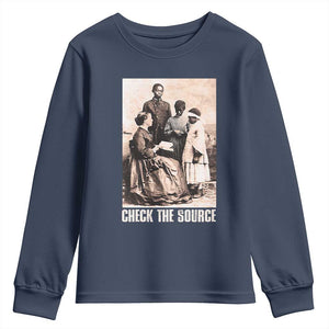 Black History Youth Sweatshirt Check the Source African American TS09 Navy Print Your Wear