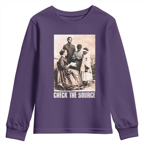 Black History Youth Sweatshirt Check the Source African American TS09 Purple Print Your Wear