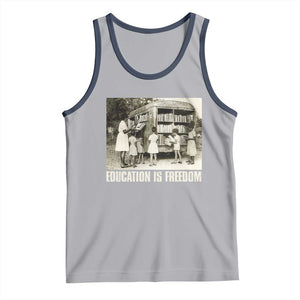 Education Is Freedom Tank Top Black Educator Bookish Black History Month TS09 Athletic Heather Navy Print Your Wear