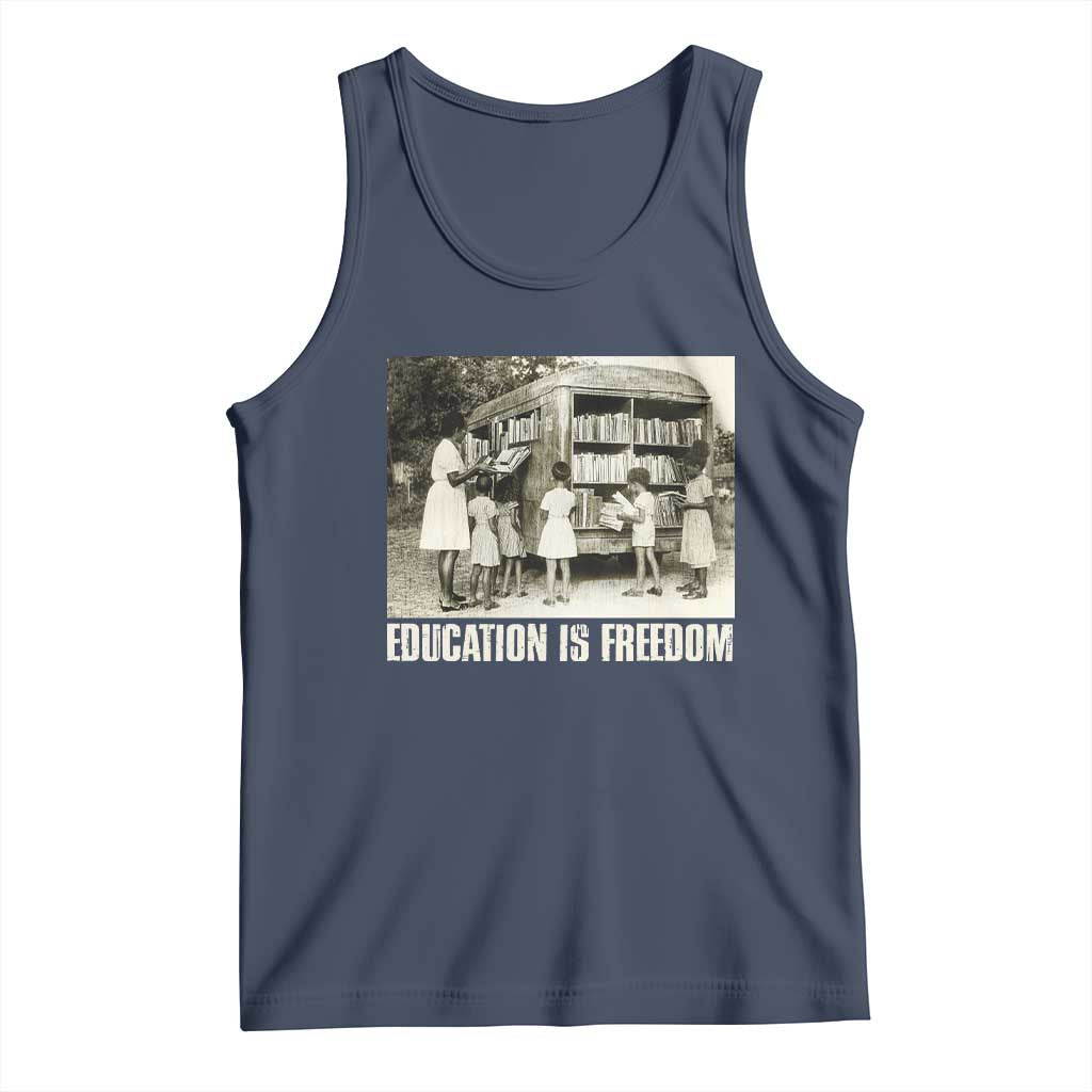 Education Is Freedom Tank Top Black Educator Bookish Black History Month TS09 Navy Print Your Wear